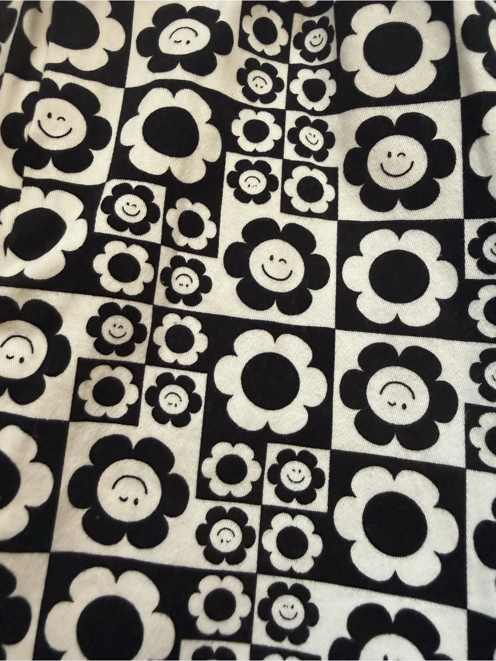 art class Black and White Floral Smiley Mini Skirt